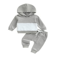 Karuedoo Toddler Baby Boy Jesen Zimska odjeća Patchwork duksevi Dukseri The Hlače Ležerne prilike Sive