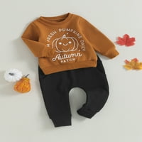 Toddler Boys Halloween setovi slovo dugih rukava puckin tisak za ispis i zaptivanje hlača