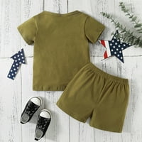 Dečiji dečji dečki dečki dečki 4. jula Ljetna kratka rukava Dan nezavisnosti majica TOWS Stars Stripes Shorts Outfits Set