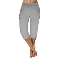 Ženske kapri joge hlače Ljeto labavo mekano crtežnica trenerke s kauzalnim savjetima sa džepovima xxxxl