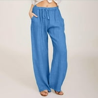 Caicj ženske hlače Ženski patentni patentni patentni struk Corduroy hlače Čvrsto široke noge pantalone sa džepovima, 3xl