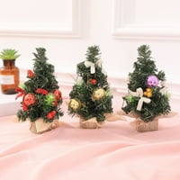 Mini božićno drvce za stolnjak, 7,87 umjetno božićno minijaturno božićno drvce sa platnom bazom savršeno za božićne ukrase, dom, kuhinja, stol, crveno drvo sa zlatnom pozadinom