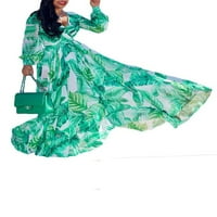 Glonme ženske ljuljačke rublje Ležerne duge haljine vrećice za jesen Maxi haljine čipke za odmor zeleno