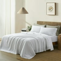 Cloud Fino čisti posteljina set za posteljinu set - 15 Duboki džep - postavljen lim, ravni lim