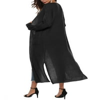 Seyurigaoka ženski kardigan čvrsta boja dugih rukava kaput i veliki džepovi