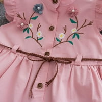 Djeca ljetne rukavice bez rukava slatka slatka pamučna prsluka cvijeća breskva sa vezena princeza haljina, 1-4y