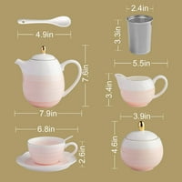 Porculanske čajne setovi, čaše za čaše i tajavice kosura od 4, sa čajnim posudama od šećerne posude