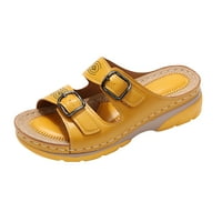 Ženske sandale sa dva opsega sa džepovima sa sandale za pozelane na plaži, ležerne ljetne cipele žute
