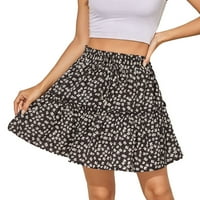 Plus maxi suknja visokog struka Ženska ljetna slatka visoka struka ruffle suknja Print ljuljački plaža mini suknja