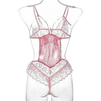 Gaiseeis New Sexy Mesh čipka Žene Sheer Backlex Bodysuit Teddy Tumcessin donje rublje ružičaste s