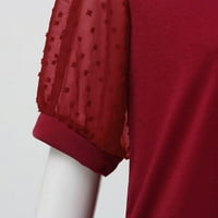 Ženski ljetni kratki rukav Tun na vrhu kratkih rukava V-izrez Ležerne ljetne vrhove Solid Print Red