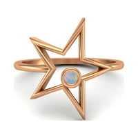 0. CTW okrugli Opal Open Star Ring Sterling Srebrna ruža Vermeil Solitaire Ženski vjenčani prsten