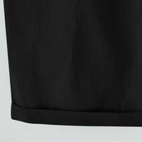 Bermuda Hlače za žene Pamučne ženske kratke hlače Atletski elastični struk Flowy Soft Work Atletski kratke hlače Y2K kratke hlače Skraćenice pamučne posteljine hlače crna s