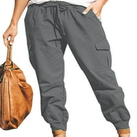 Sanviglor Ladies Loungewears ravne hlače džepovi dno Boho pantalone Ljetni teretni pant Grey XL