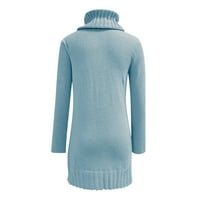 Duks džemper sa dugim rukavima za žene okrugli izrez Čvrste boje pletene zimske haljine