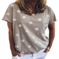 Prednjeg swwalk-a Majica kratkih rukava Majica Polka Dot Ljetni vrhovi dame labave tuničke bluze V izrez TEE crni 4xl