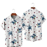 Muške kratke rukave Havajske košulje Božić Disney Lilo i majica za ubod, majica s tipkama Kawaii ljetna