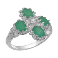 Britanci napravio 9k bijeli zlatni kubični cirkoniji i smaragdni ženski prsten - veličine opcija - veličine 6