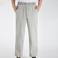 Teretne hlače za muškarce muške lagane casual dugačke hlača elastična struka crkvene udobne džepne hlače