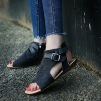 Dezimirane ženske sandale za čišćenje ljeta Novo solidno boje rimske cipele Ženske dnevne casual sandale Ženske cipele Crne 38