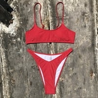 Lovskoo bikini setovi za žene Fashista Lady Sexy sadrži kokoši za ispis bikinija dva kupaća kostim crvena