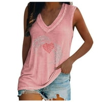 Ženski bluze V-izrez Plus veličine spremne čvrste ženske plus majice bez rukava ružičasti m