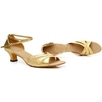Welliumy Dame Performance cipela za cipele Chunky Heels Glitter Dance Cipele maturalne haljine Sandal vjenčanje Neklizajuće peep sandale zlato 7.5
