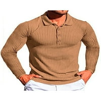 Julycc Muška rebra s dugim rukavima T-majica za košulju u pikvoj boji Slim Fit Pulover vrhovi