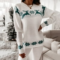 Ženska ovratnica Elk Snowflake Božić Xmas pulover Duks pletene vrhove bluza