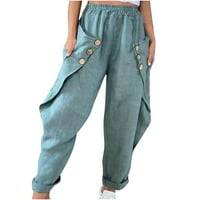 Ženske harem hlače Ležerne prilike od solidne elastične visokog struka labave salonske hlače sa džepovima