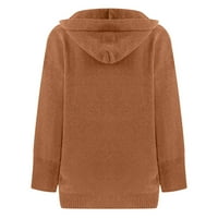 Symoid Womens džemper-kaputi - čvrsti džepni džep s jednim grudima topli pleteni džemper gornji narančasti