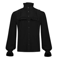 Muška majica Ležerne duge majice za muškarce Gothic Vintage čipka majica Hem stalk ovratnik dugih rukava
