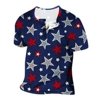 Odeerbi Muška dana za nezavisnost Grafičke majice Ležerne prilike 3D ispis Fitness Sportska majica V-izrez kratka bluza u kratkim rukavima Navy