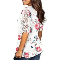 Wioihee žene izdubljene modne tiskarske kratke rukave V-izrez majice bluza