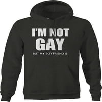 nisam gej, ali moj dečko je gej smiješan pulover sa srednjim tamno sivim