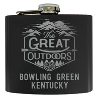 Bowling Green Kentucky Laser Graved Istražite otvoreni Suvenir oz Oz nehrđajućeg čelika OZ tikvica crna