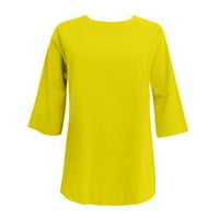Navelike majicu za žene Ljeto pamučno posteljina kratki rukav Crewneck bluza na vrhu casual pune boje labave majice