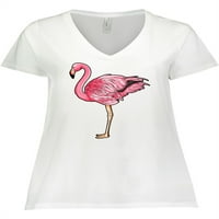Majica s inktastičnom ružičastom flamingom plus veličine V-izrez