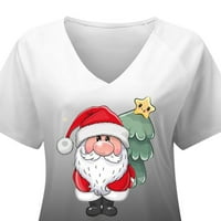 Sretan božićna majica za žene bejzbol pločenje kratkih rukava V-izrez na vrhu božićna radna odjeća sa