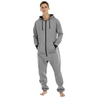 Mens pidžama set kombinezon za muškarce patentni zatvarač s dugim rukavima s dugim rukavima HOODIE ROMPER