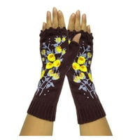 Dadaria Winter Rukavice jesen zima casual cvjetni uzorak vez pletene slatke rukavice tamno ljubičasta,