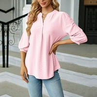 Bluze i vrhovi modni V izrez Ljeto vrhovi klirenske rukave Kompresijske majice rukava 2xl ružičasta