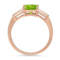 1,62ct Squaret smaragdni rez zeleni prirodni peridot 18K ružičasto zlato graviranje izjava godišnjica Angažovanje vjenčanog kamenog prstena veličine 10,25