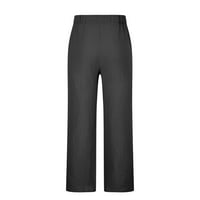 Muške pamučne posteljine hlače elastične struke lagane casual pantalone Slim Fit Yoga Hlače na plaži sa džepovima tamno siva xxl