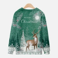 Smihono Womens Duksev pulover za žene Sretan Božić Božićni jelen Ispis ženske plus labave casual dugih