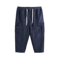 Niveer muškarci više džepne hlače ravno dno noge elastične struk za crkvene kolumene pantalone sa džepovima mornarsko plavo m