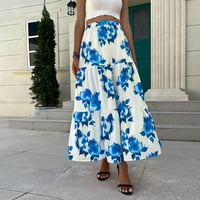 Maxi suknje za žene Ljeto Ženski ženski visoki struk Boho cvjetni print Pleated Maxi suknja Ležerne