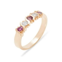 Britanci izrađeni 14k Rose Gold Prirodno ružičasti turmalin i dijamantni ženski prsten - Veličine opcije