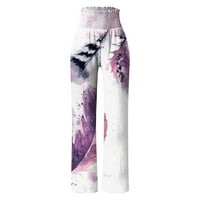 Ženske ljetne hlače na plaži cvjetne ispise Palazzo pantalone Elastična visoka struka Sjajne hlače sa