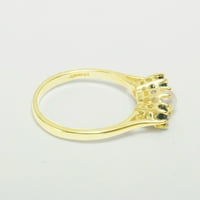 Britanci izrađeni 18k žuto zlatni prsten sa kultiviranim bisernim i londonskim plavom topaz ženskim rubljenim prstenom - Opcije veličine - veličine 4